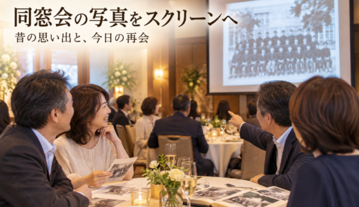 同窓会で写真をスクリーンに映す方法【スライドショーと当日写真の準備】